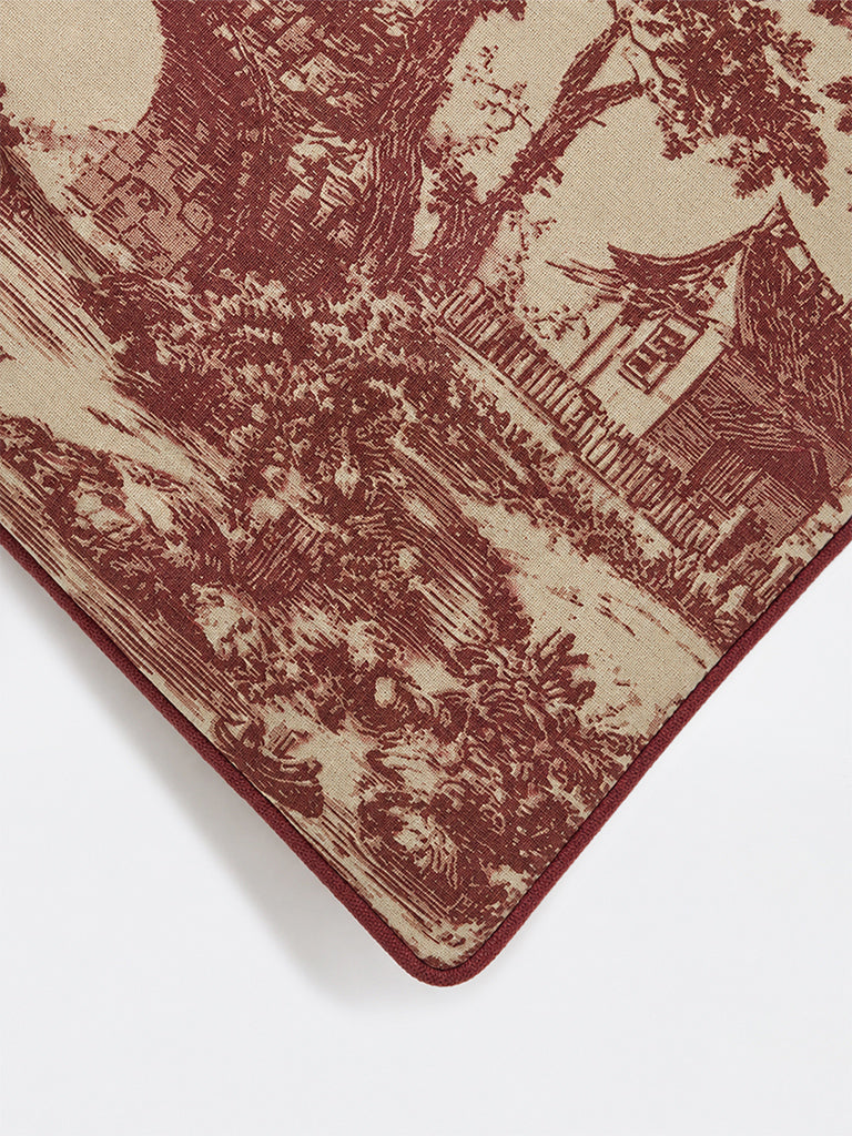 Westside Home Pink Toile Printed Cushion Cover