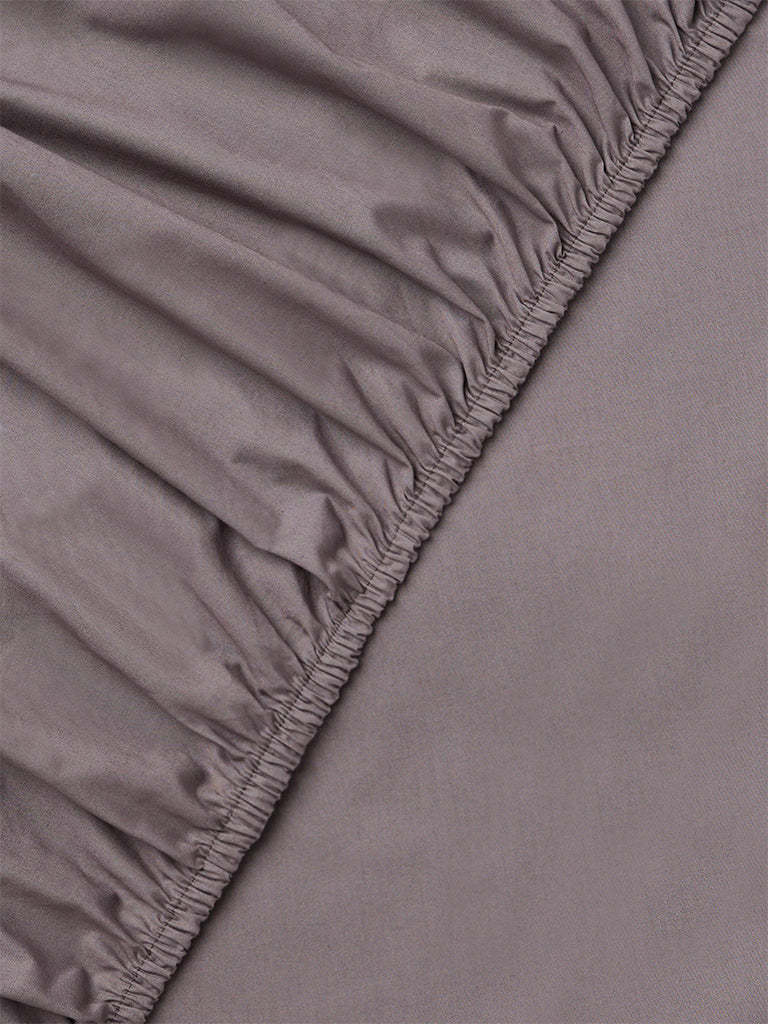 Westside Home Charcoal Solid Fitted Queen Bed Sheet Set
