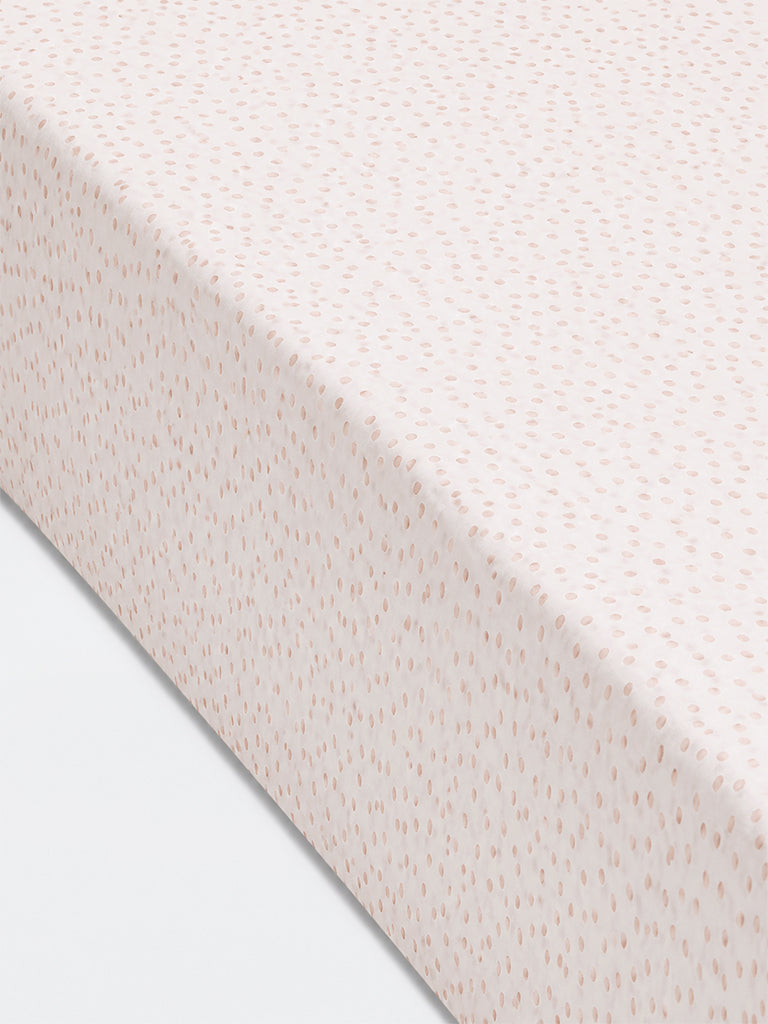 Westside Home Brown Polka Dot Printed Queen Fitted Bed Sheet Set