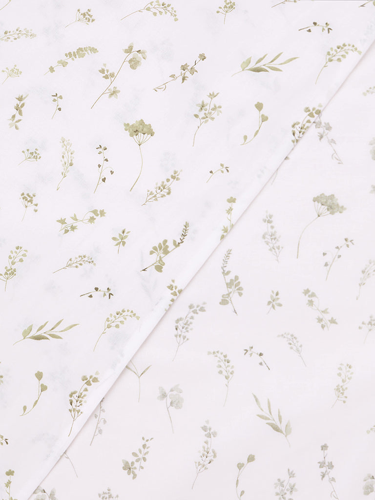Westside Home Off-White Botanical Printed King Bed Sheet Set