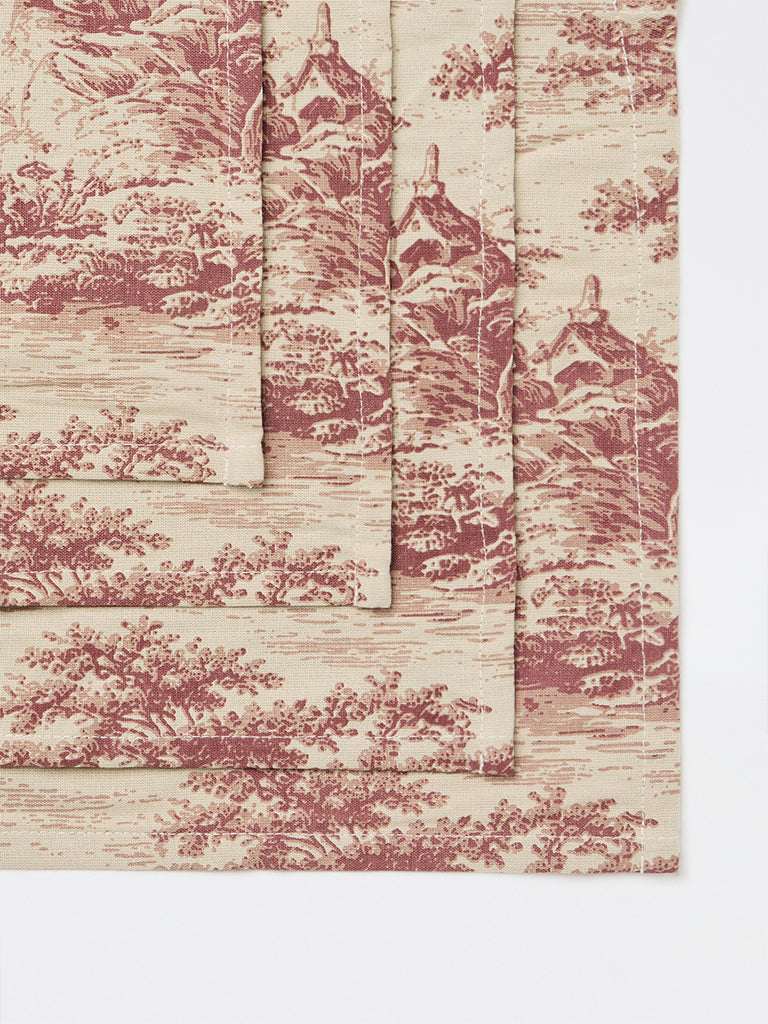 Westside Home Red Toile Printed Placemats - Set of 4