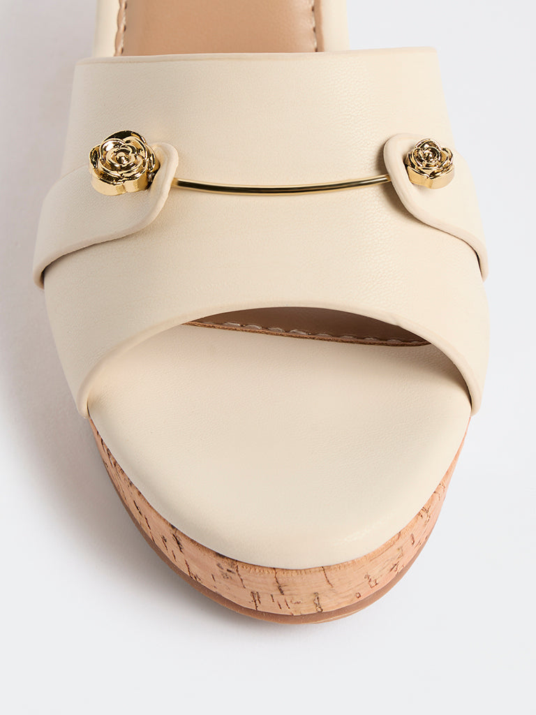 LUNA BLU Ivory Wedge Heel Sandals