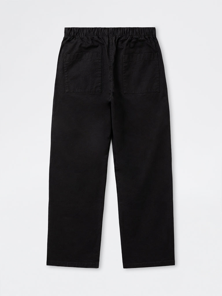 WES Casuals Cotton-Blend Black Relaxed-Fit Mid-Rise Chinos