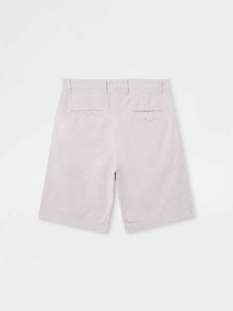 Ascot Beige Striped Relaxed-Fit Mid-Rise Cotton-Blend Shorts