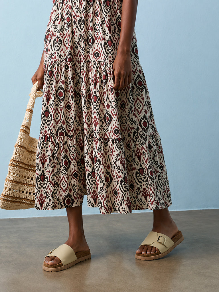 LUNA BLU Ivory Buckle-Detailed Sandals