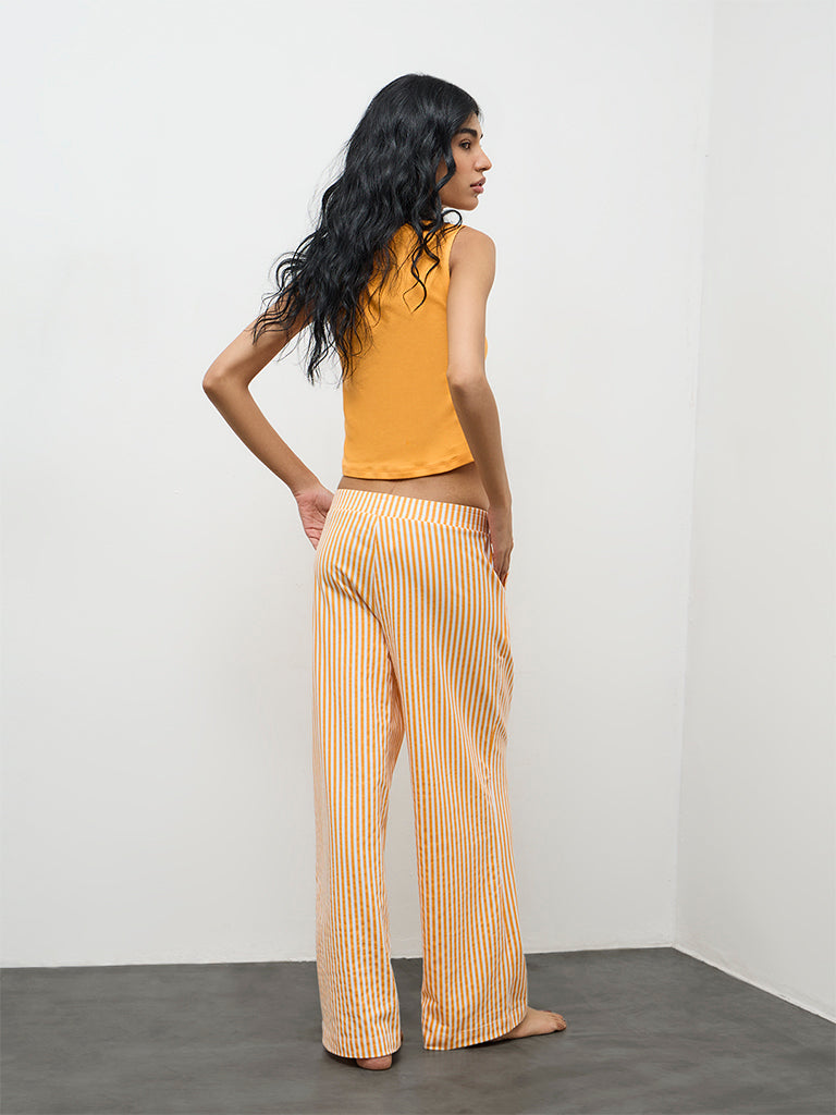 Superstar Orange Striped High-Rise Cotton-Blend Pants
