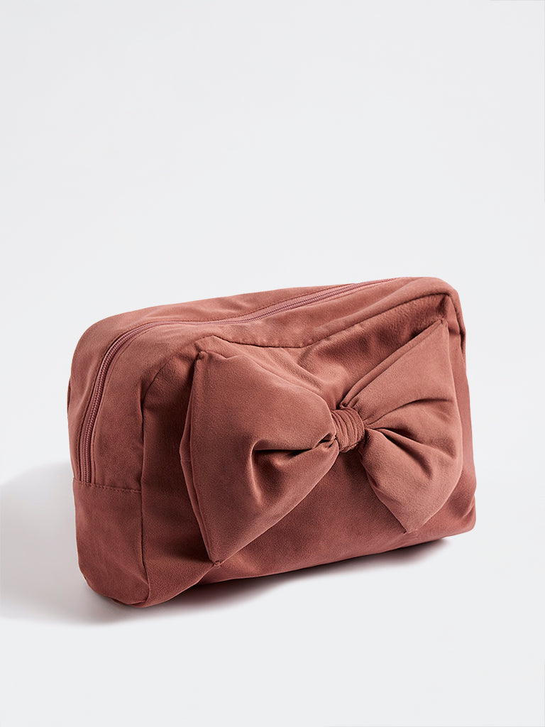 Westside Home Dusty Pink 3D Bow Detail Pouch