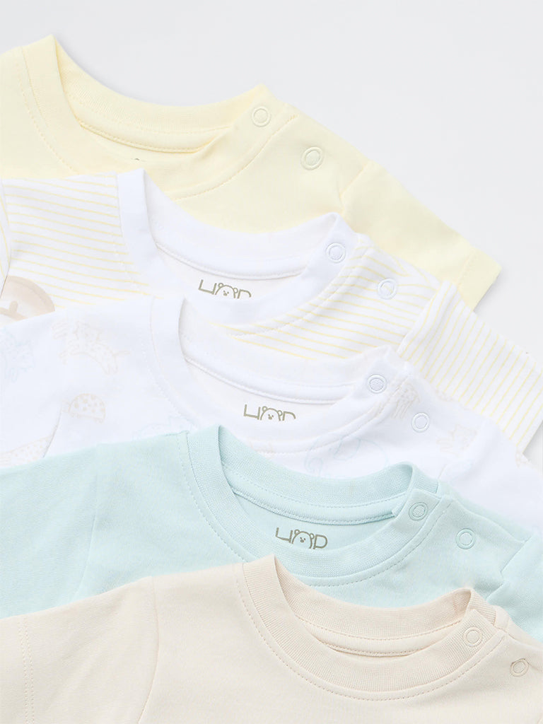 HOP Baby Boys Multicolour Printed Cotton T-Shirts - Pack of 5