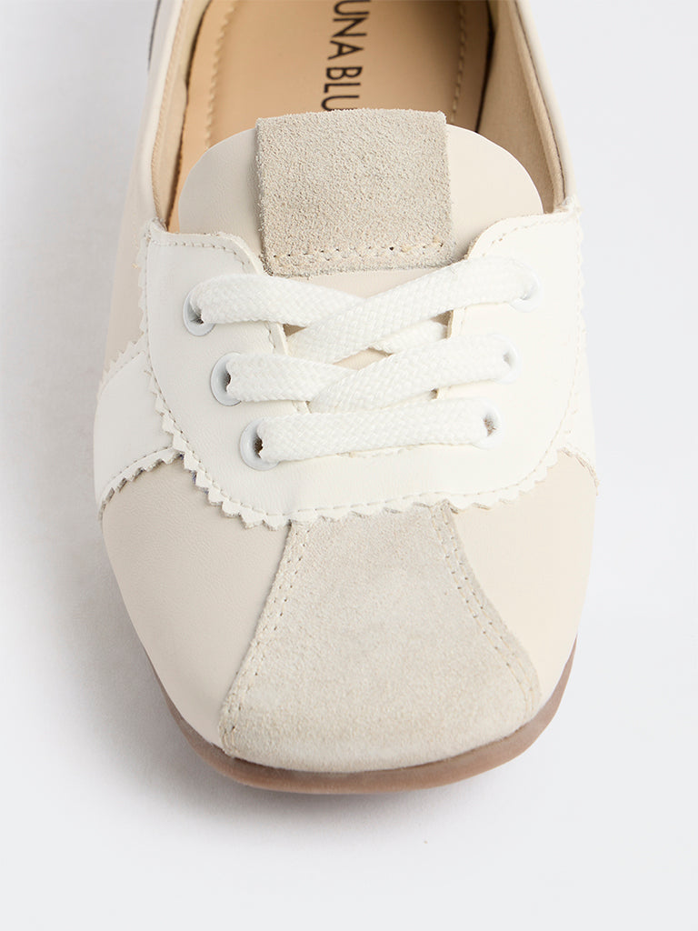 LUNA BLU Ivory Suede Ballerinas