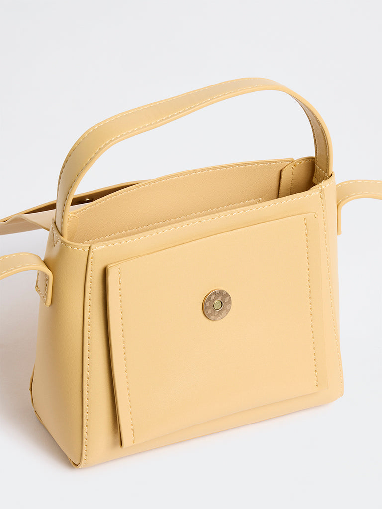 Westside Accessories Yellow Flap Detail Crossbody Sling Bag