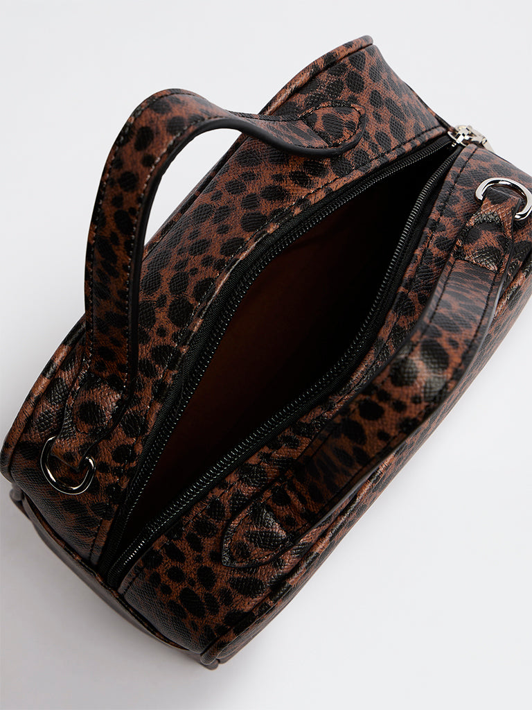 Westside Brown Animal Printed Sling Bowling Bag with Pouch
