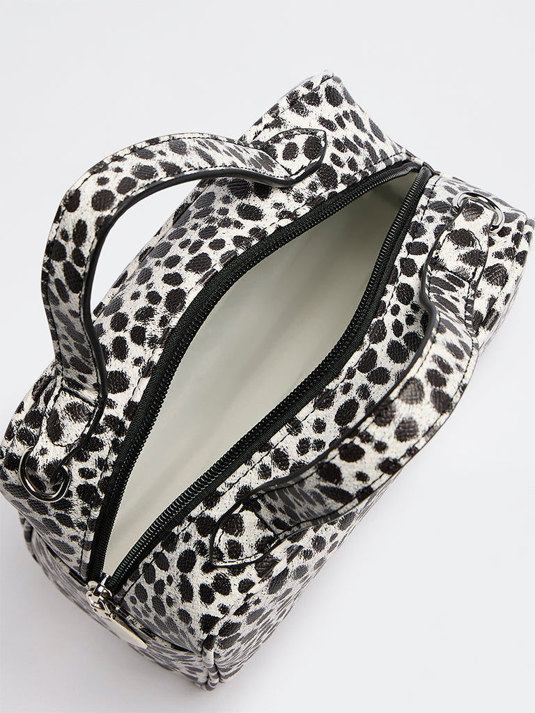 Westside Black and White Animal Printed Sling Bowling Bag with Pouch