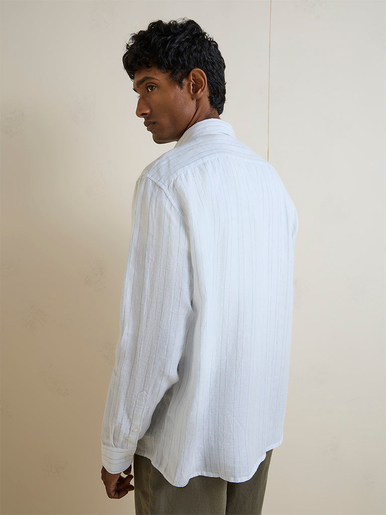 Ascot Off-White Striped Relaxed-Fit Linen Shirt
