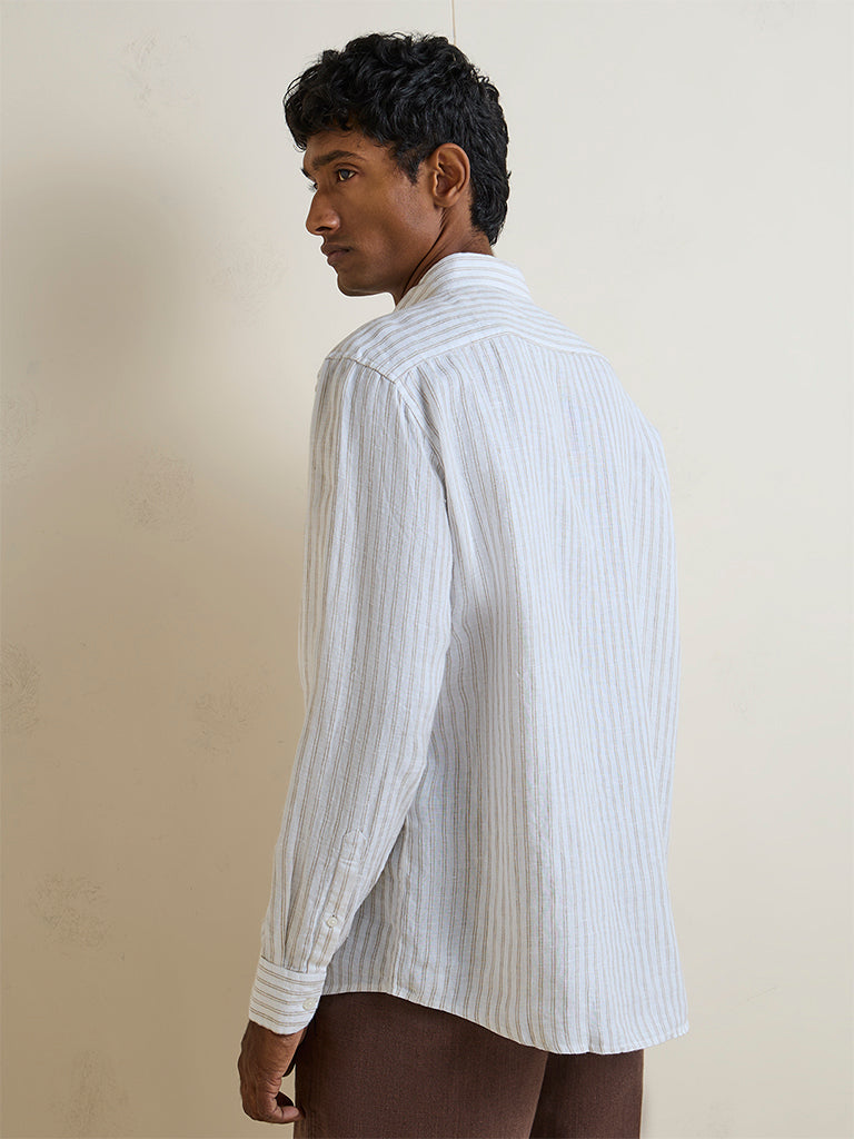 Ascot Off-White Striped Relaxed-Fit Linen Shirt