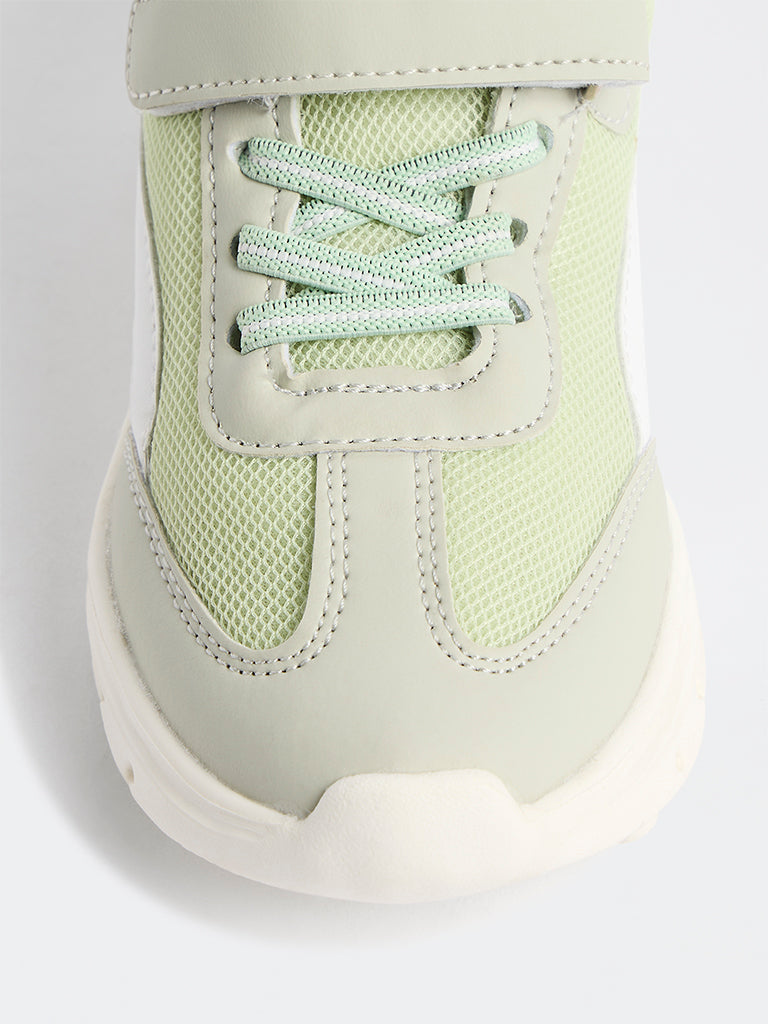 Yellow Sage Mesh Detailed Lace-Up Sneakers