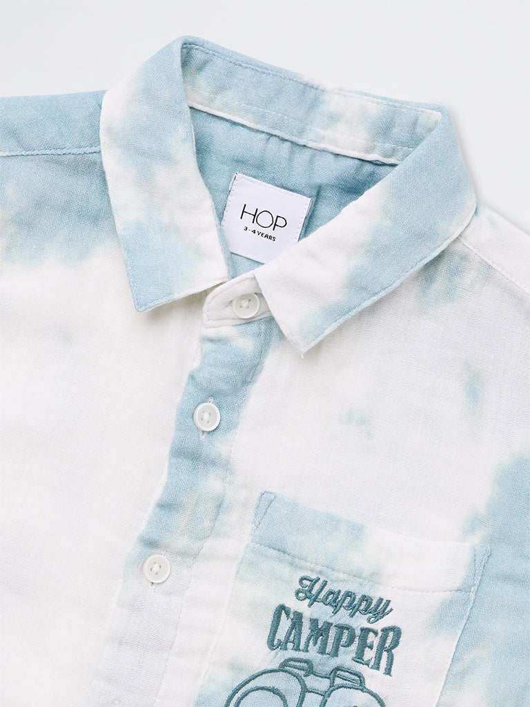 HOP Kids Boys Off-White Tie-Dye Cotton Shirt