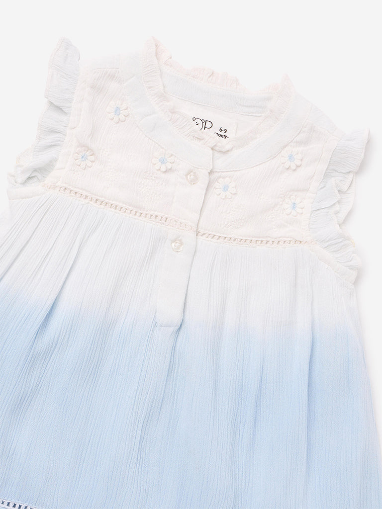 HOP Baby Girl Blue Ombre-Finish A-Line Dress