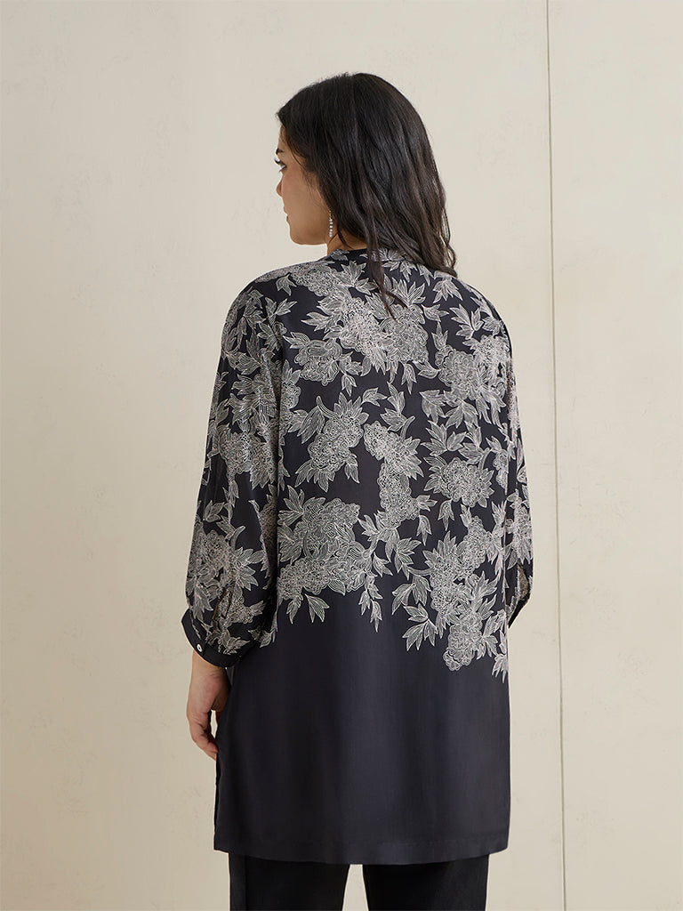 Diza Black Floral Printed Tunic