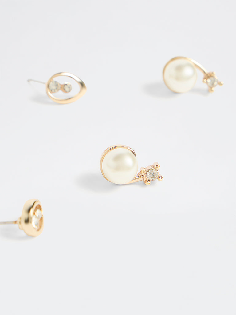 Westside Accessories Gold Stud Earrings - Pack of 2