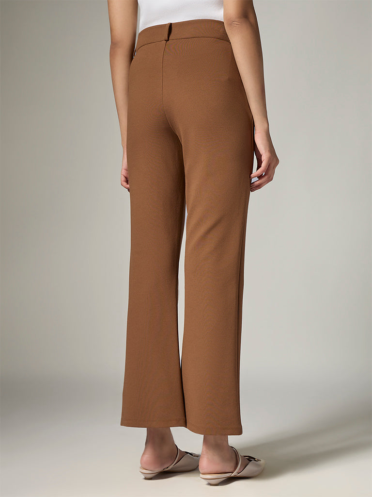 Wardrobe Brown Solid High-Rise Trousers