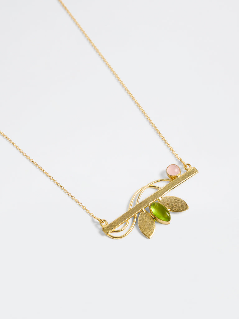 Westside Accessories Gold Leaf Design Statement Necklace