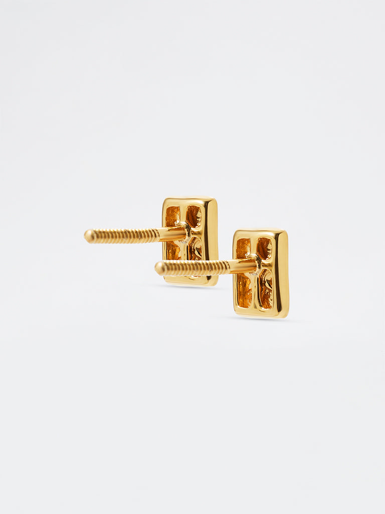 Unisex Star-Set Lab Diamond Rectangle Stud Earrings