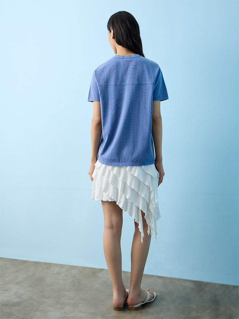 Nuon Blue Numerical Printed T-Shirt