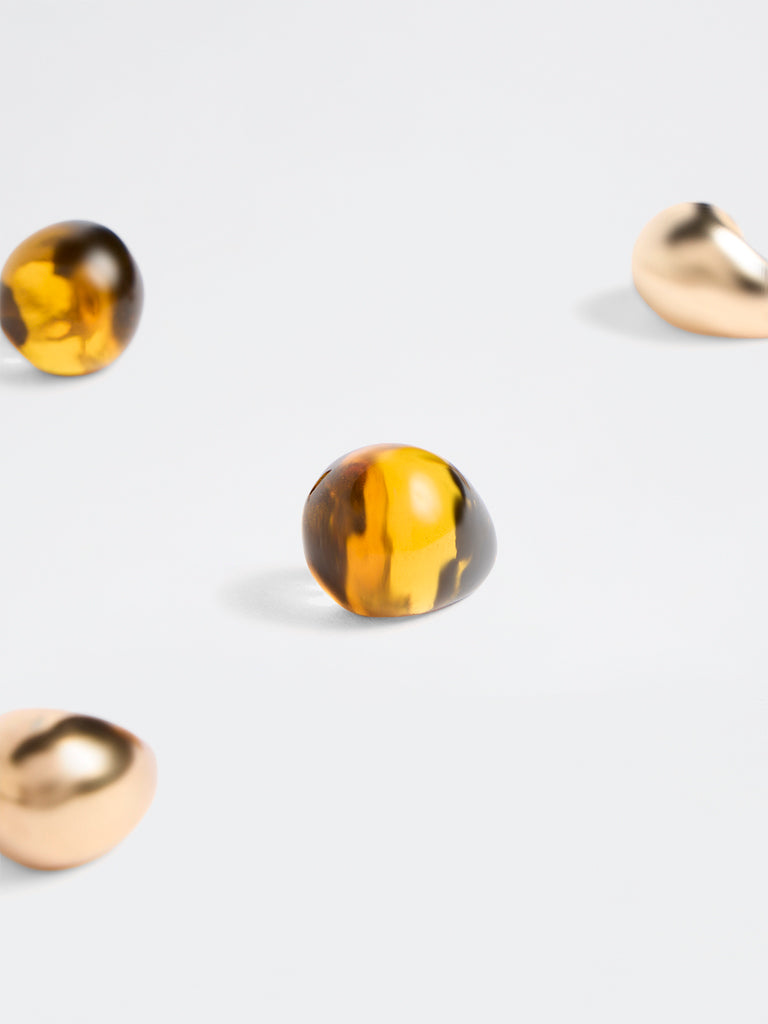 Westside Accessories Gold and Amber Hoop Earrings - Pack of 2