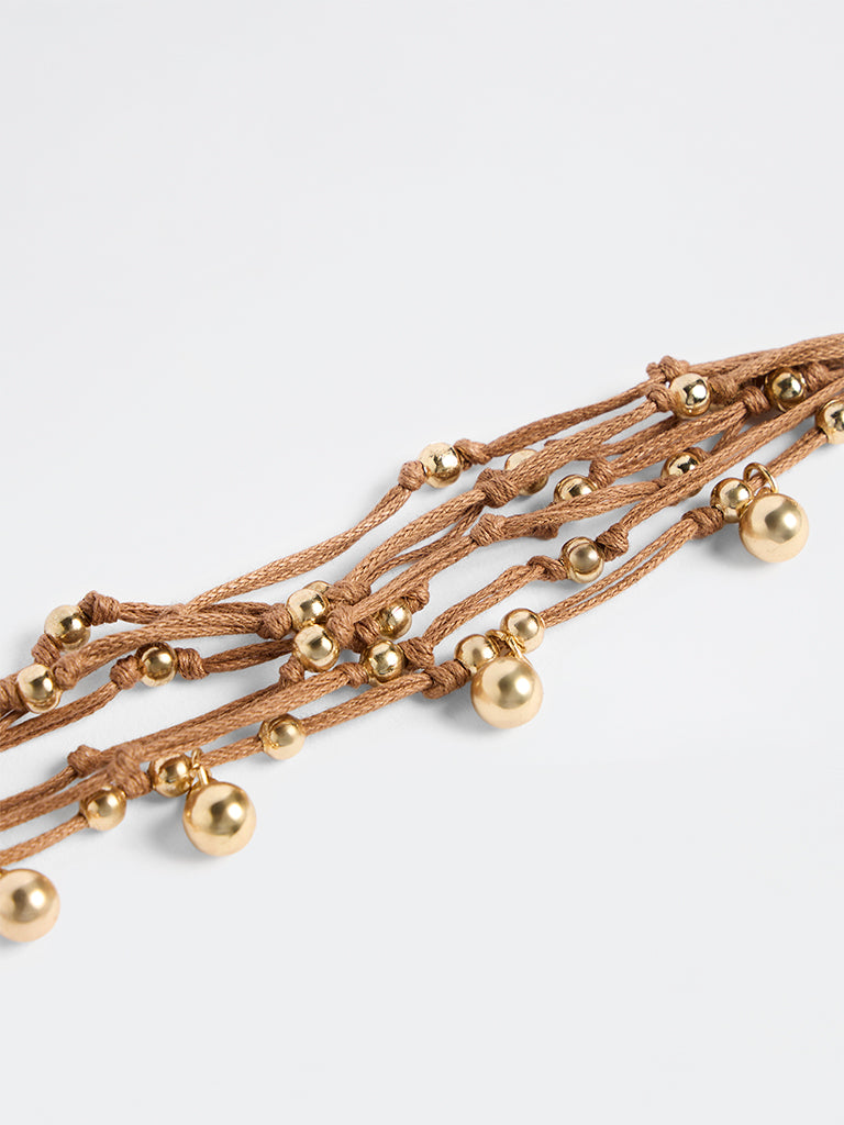 Westside Accessories Brown Multi-Cord Beaded Bracelet