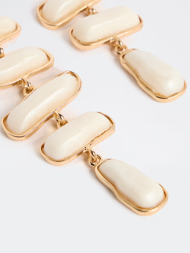 Westside Accessories Off-White Stone Statement Dangler Earrings