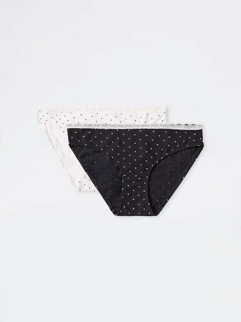 Superstar 2-Pack Polka Dot Printed Cotton-Blend Bikini Briefs