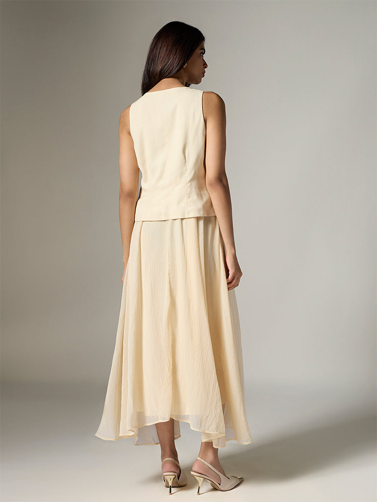 Wardrobe Cream Waistcoat-Style A-Line Dress