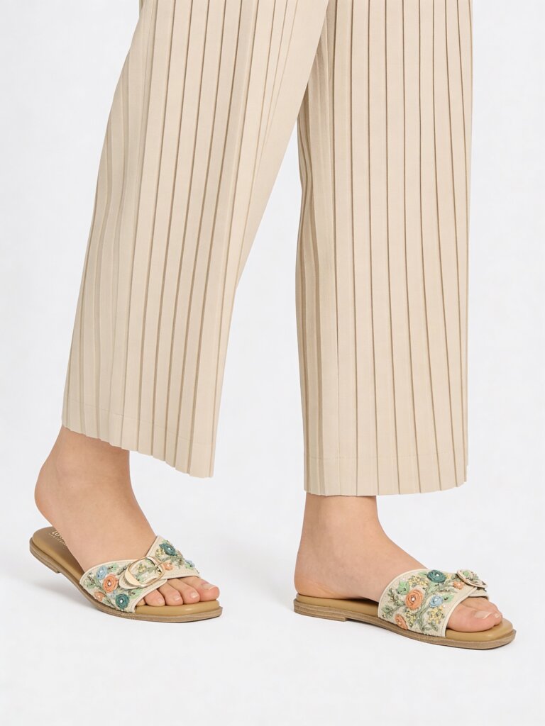 LUNA BLU Multicolour Floral Embellished Slides