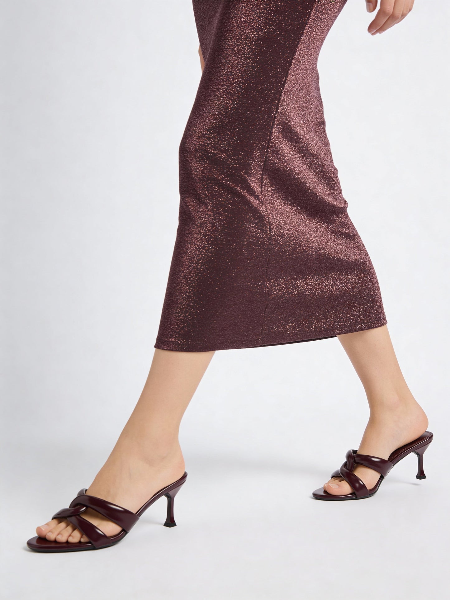 LUNA BLU Burgundy Mule Heel Sandals