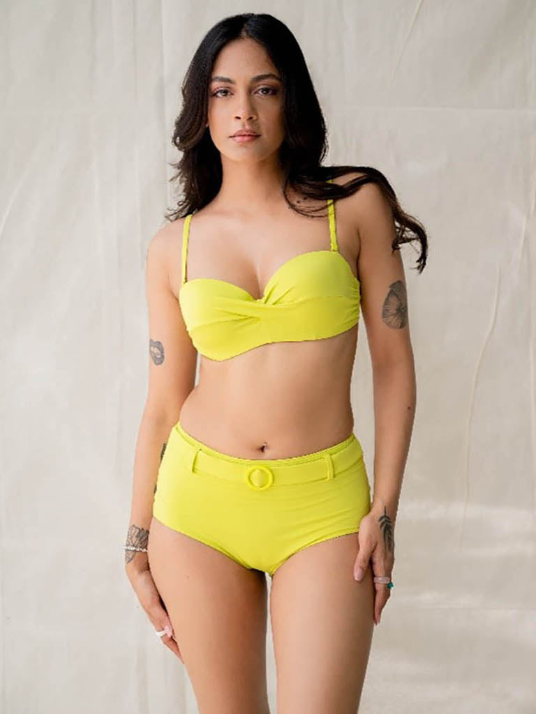 Buy Wunderlove Swimwear Lime Lindsey Wired Bandeau Bra from Westside