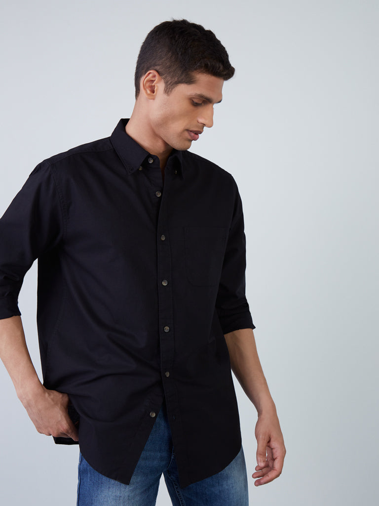 WES Casuals Black Relaxed-Fit Shirt