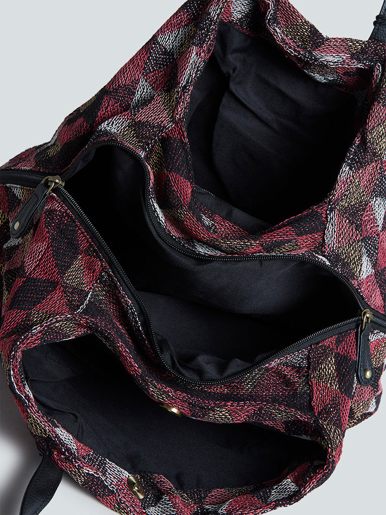 Westside Maroon Triangle Patterned Tote Bag
