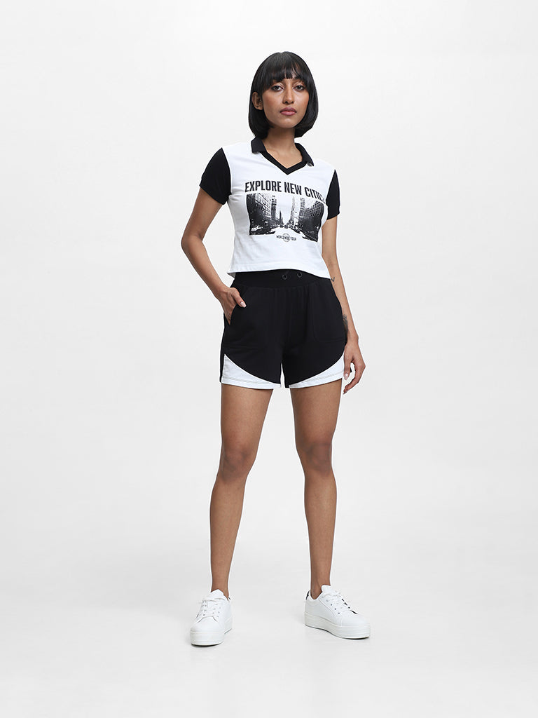 Studiofit Printed Black T-Shirt, Black / S