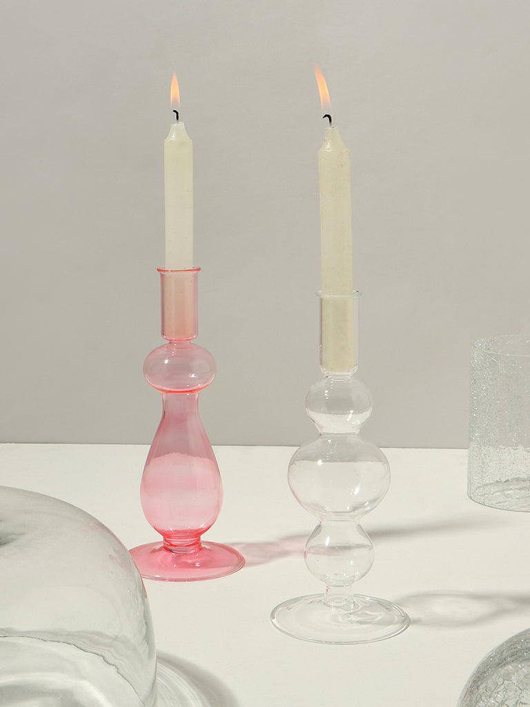 Westside Home Clear Glass Taper Candle Holder