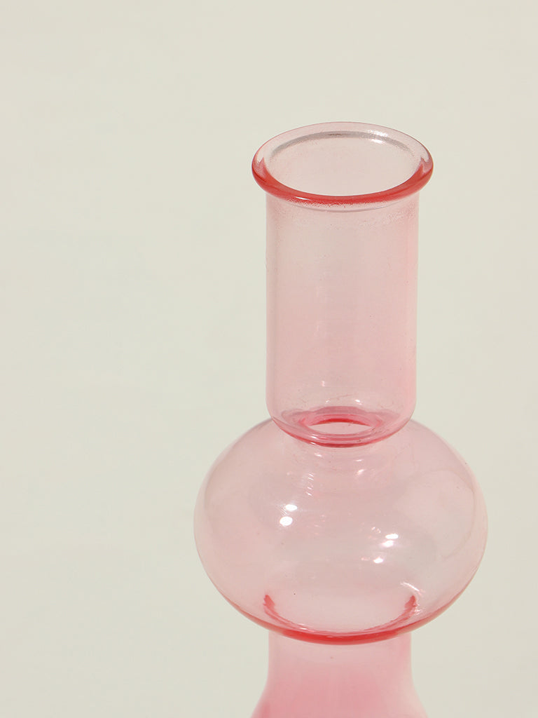 Westside Home Pink Glass Taper Candle Holder