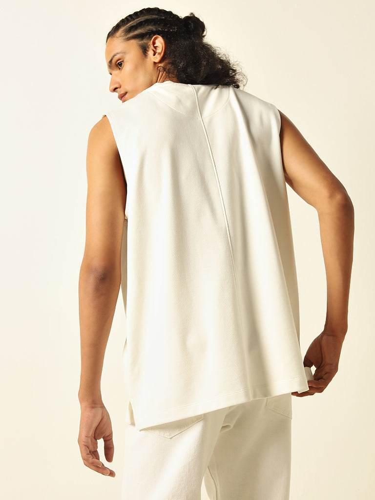 Studiofit White Printed Relaxed Fit T-Shirt