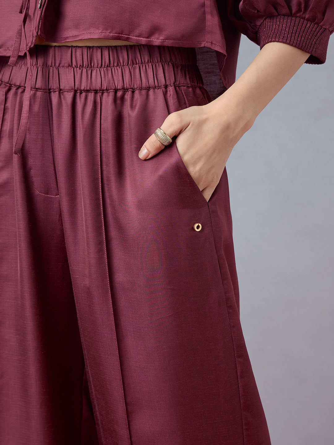 Straight-Leg Pants - Maroon