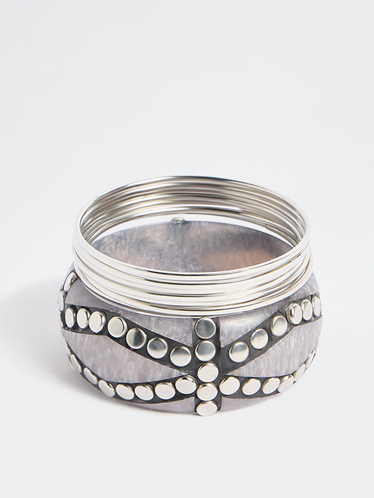 Westside Accessories Silver Resin Bangles - Pack of 8