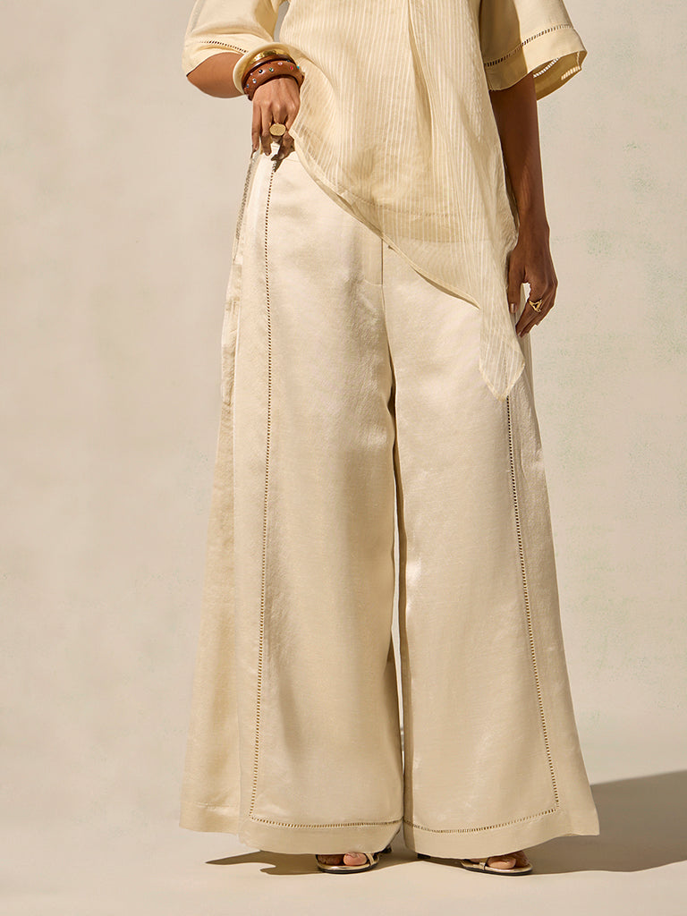 Wide-Leg Pants - Ivory