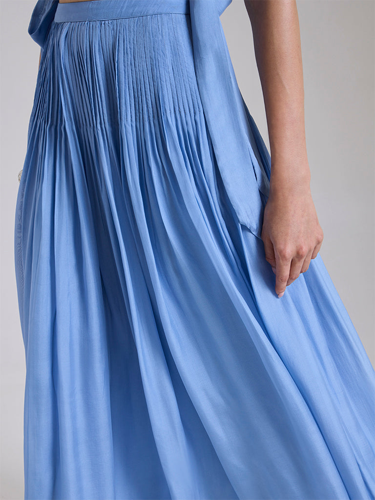 Maxi Pleated Skirt - Blue