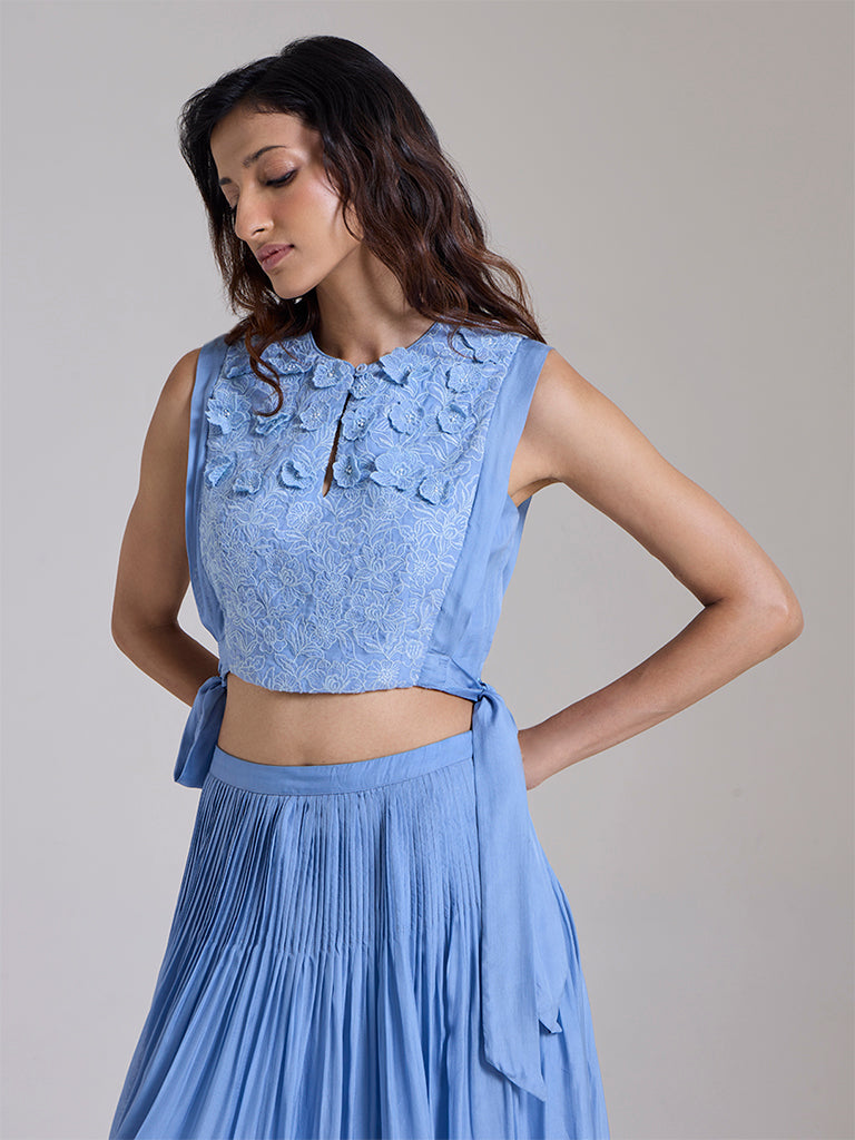 Floral Applique Top - Blue