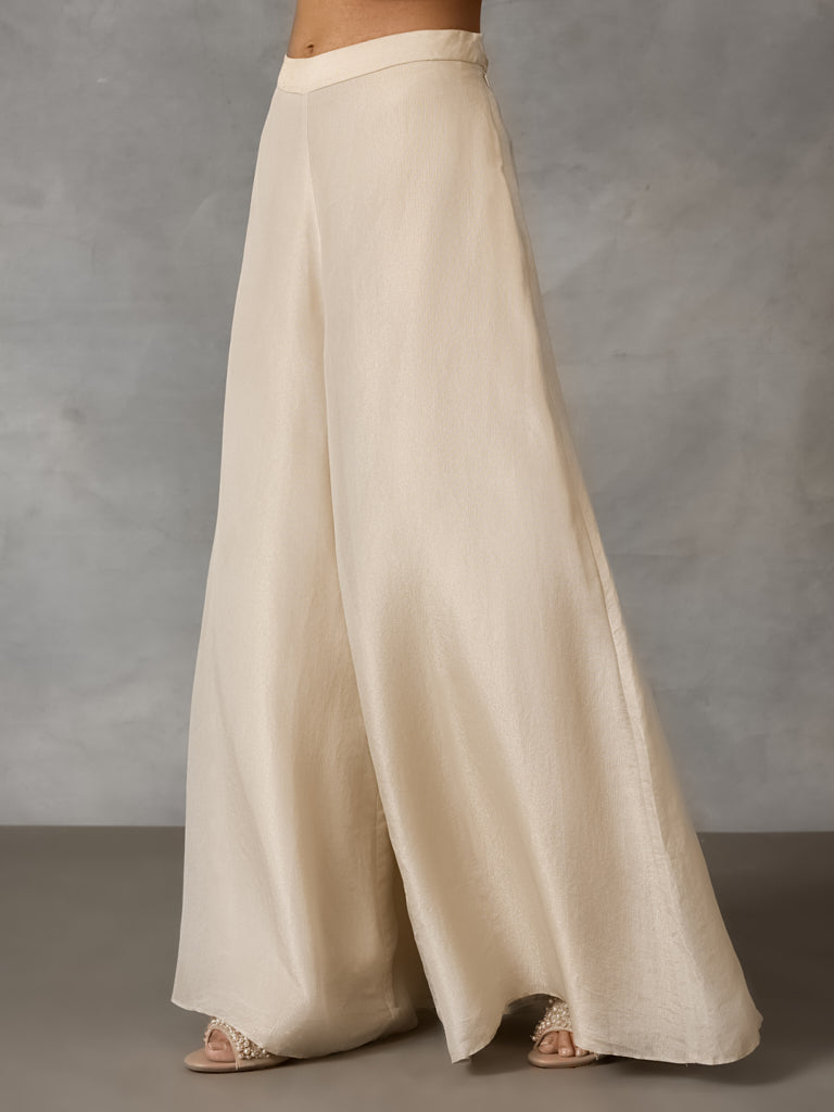 Festive Flared Bottom Pants – Ivory