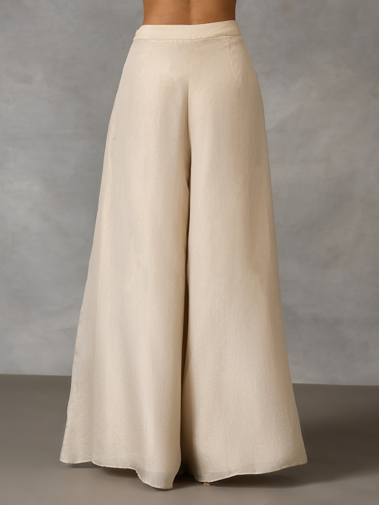 Festive Flared Bottom Pants – Ivory