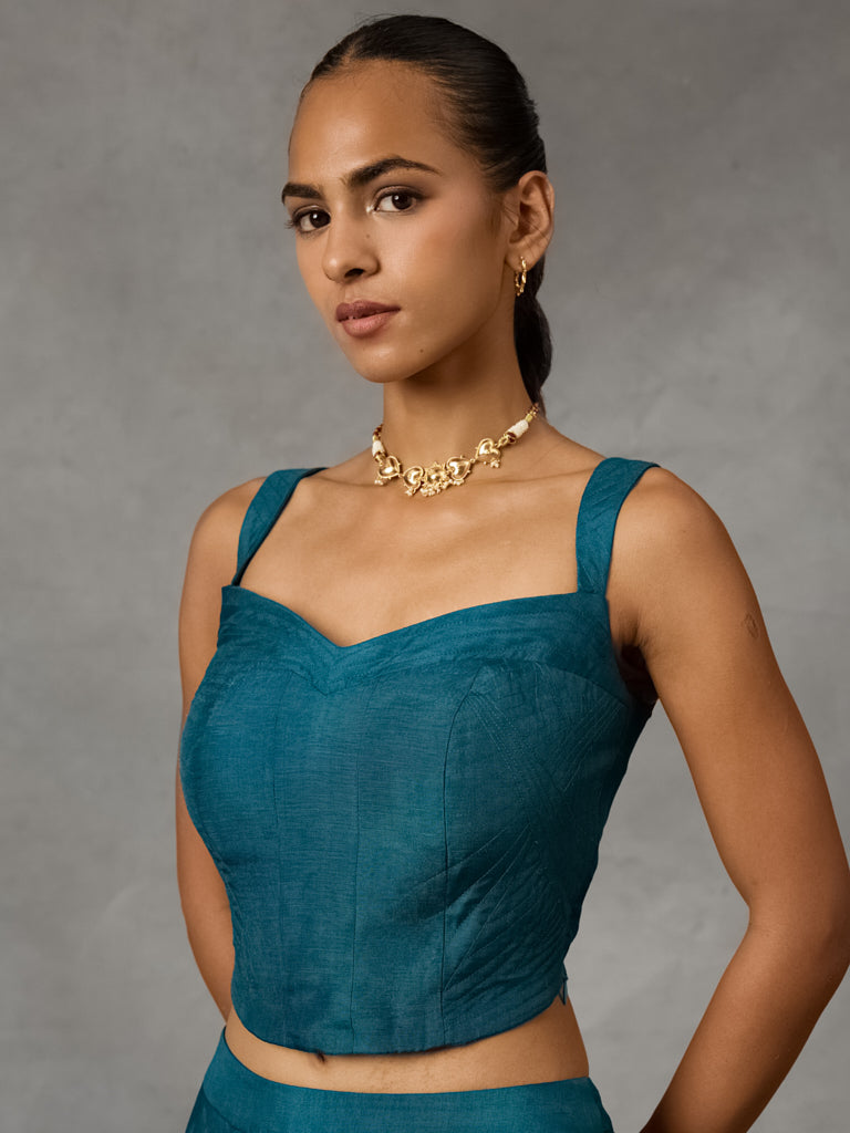 Quilted Corset – Teal
