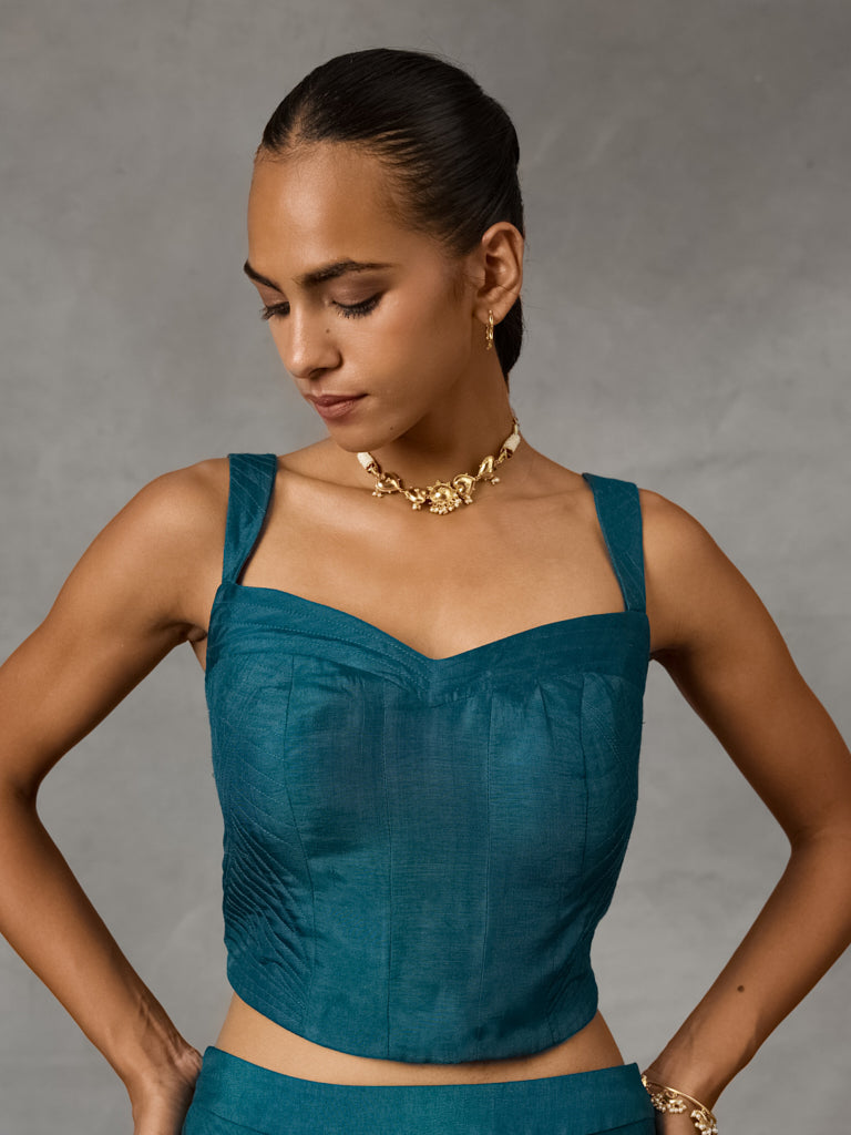Quilted Corset – Teal